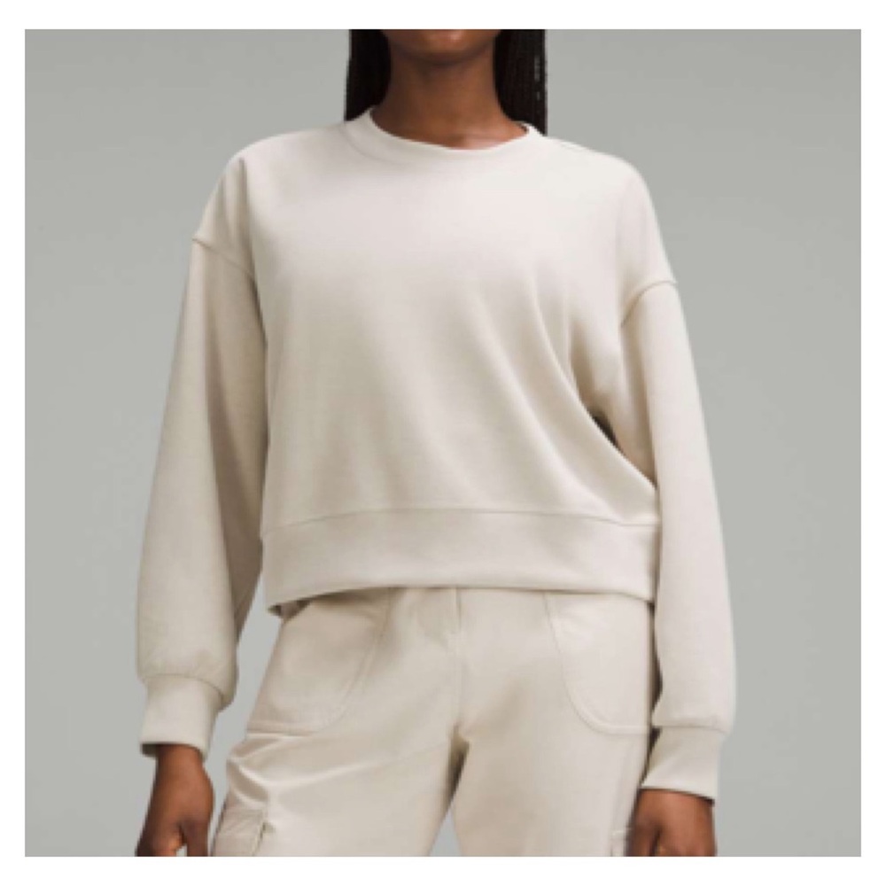 Lululemon Softstreme Perfectly Oversized Cropped Crew Sweatshirt 2 Grey Beige